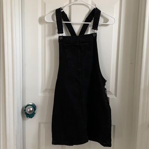 Black denim overall dress